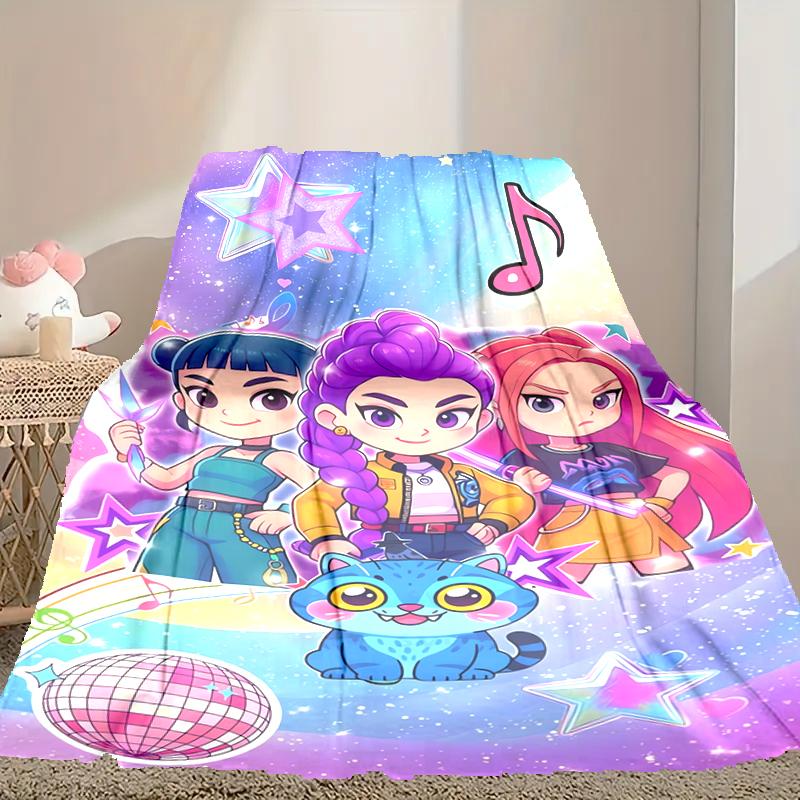 1pc Kpop Demon Hunters Blanket, Home Printed Throw Blanket - Soft Blanket Gift for Family, Washable Sofa Bed Blanket