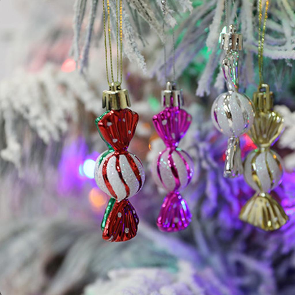 6pc Christmas tree pendants, colorful small round candies, Christmas decoration gift boxes, electroplated candy props,window display counter ornaments