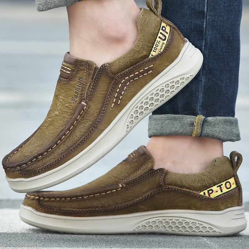 

Модный Роскошный Бренд Мужская Повседневная Кожаная Обувь на Плоской Подошве Дизайнерская Обувь из Натуральной Кожи Кроссовки для Пеших Прогулок Дышащие Ручной Работы Балетки Обувь для Ходьбы Не- 38 хаки