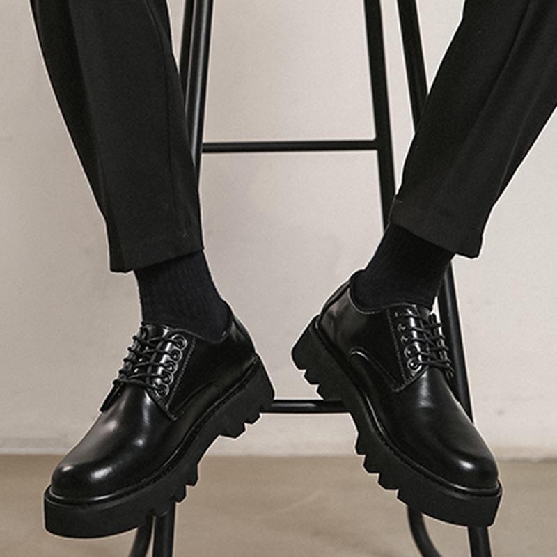 Men Fashion Casual Business Platform Derby Shoes Male Genuine Leather Loafers Slip On Wedding Shoes Harajuku Streetwear