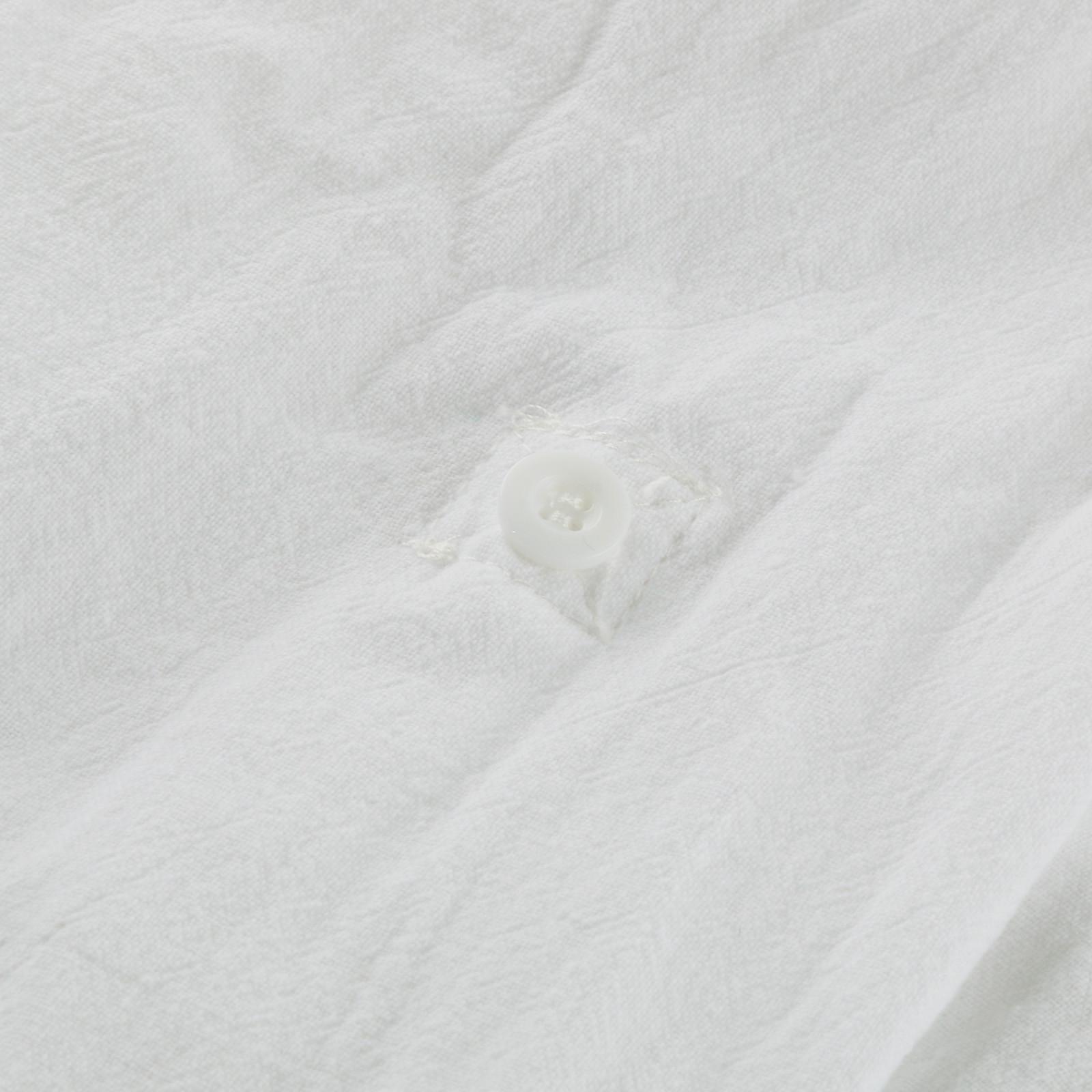 Модные женские повседневные однотонные рубашки с длинным рукавом из хлопка и льна — фото 6