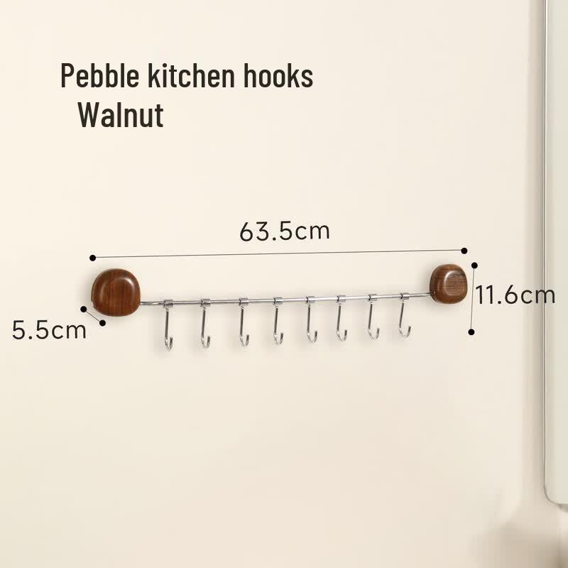

Handon Walnut Wood Kitchen Utensil Adhesive Hook Rack