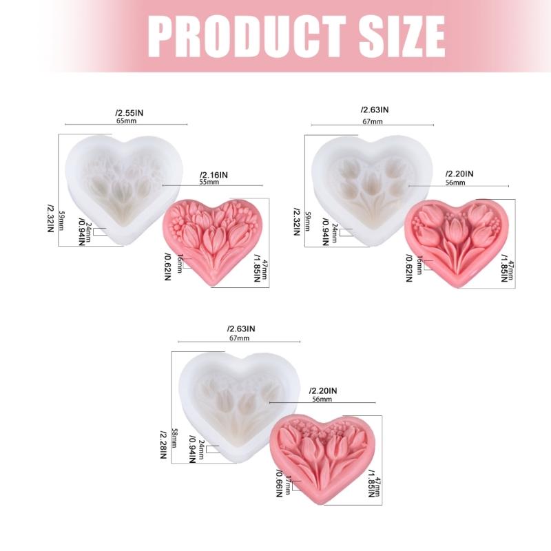 Food Grade Silicones Heart Tulips Candle Valentines Making Molds Easy To Use For Beginners And Craft Lovers