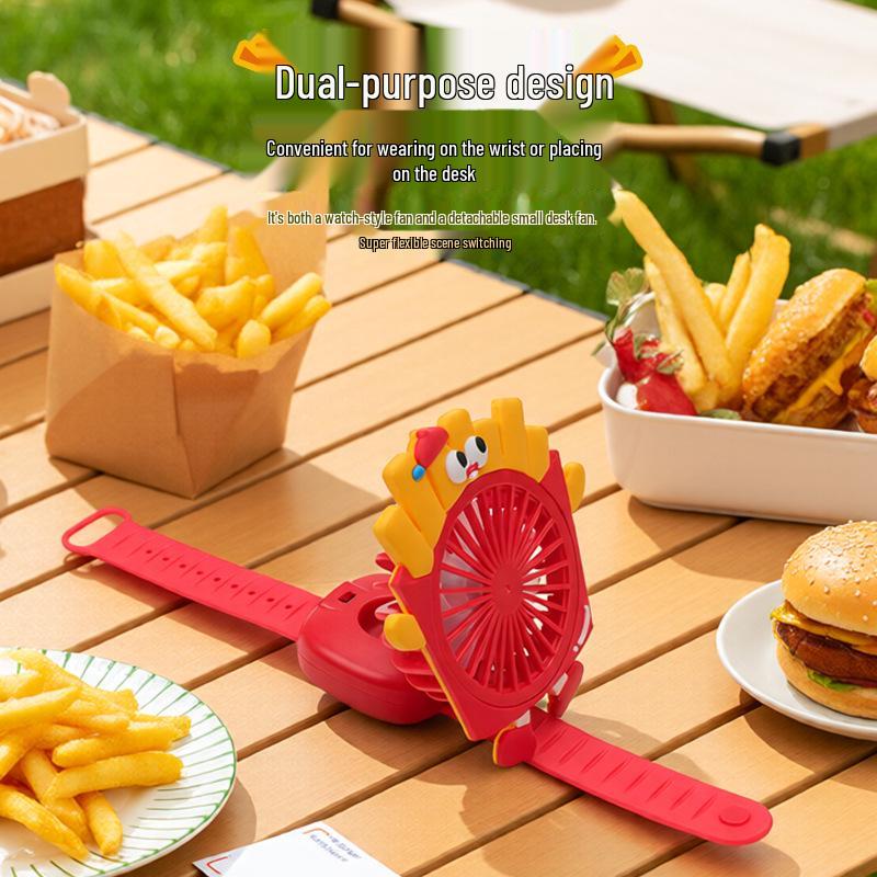 Portable Cartoon Hamburger French Fries Cooling Fan
