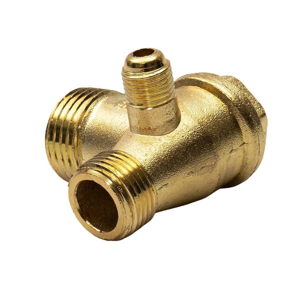 1 Stück Messing-Zinklegierung Luftkompressor Rückschlagventil 3-Wege 20x16x10mm Ventilverbinder Einweg Außengewinde Luftkompressorverbinder