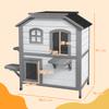 2-Story Indoor or Outdoor Cat House W/ Escape Door, Cat Shelter, White