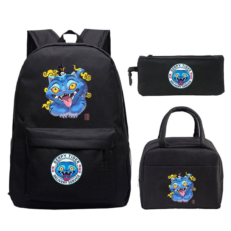 Demon Hunters Printed Children's Backpack Three-piece Campus Fashion Primary and Secondary School Students Large Capacity School Bag