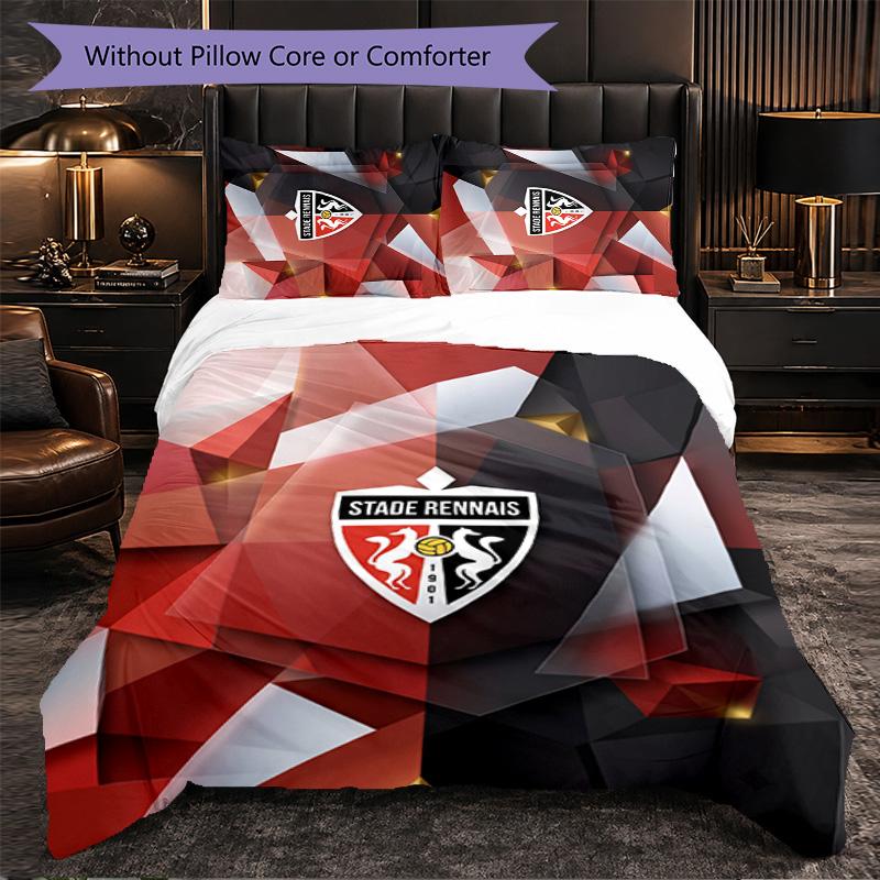 Stade Rennais FC Themed Bedding 3Pcs Duvet Cover Set Decorative Bed Linen For Teen Room Home Decoration