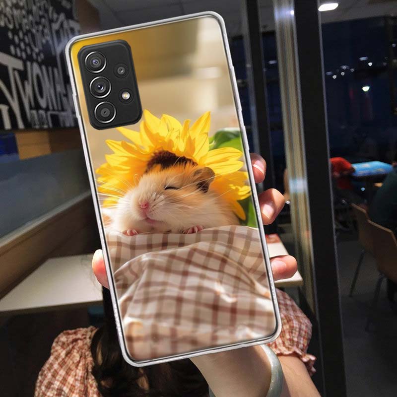 Hamsters With Hats Have Ears Phone Case For Samsung A15 A25 A35 A55 Galaxy A12 A22 A32 A52S A72 A05S A02S A42 J6 J4 A6 A7 A8 A90