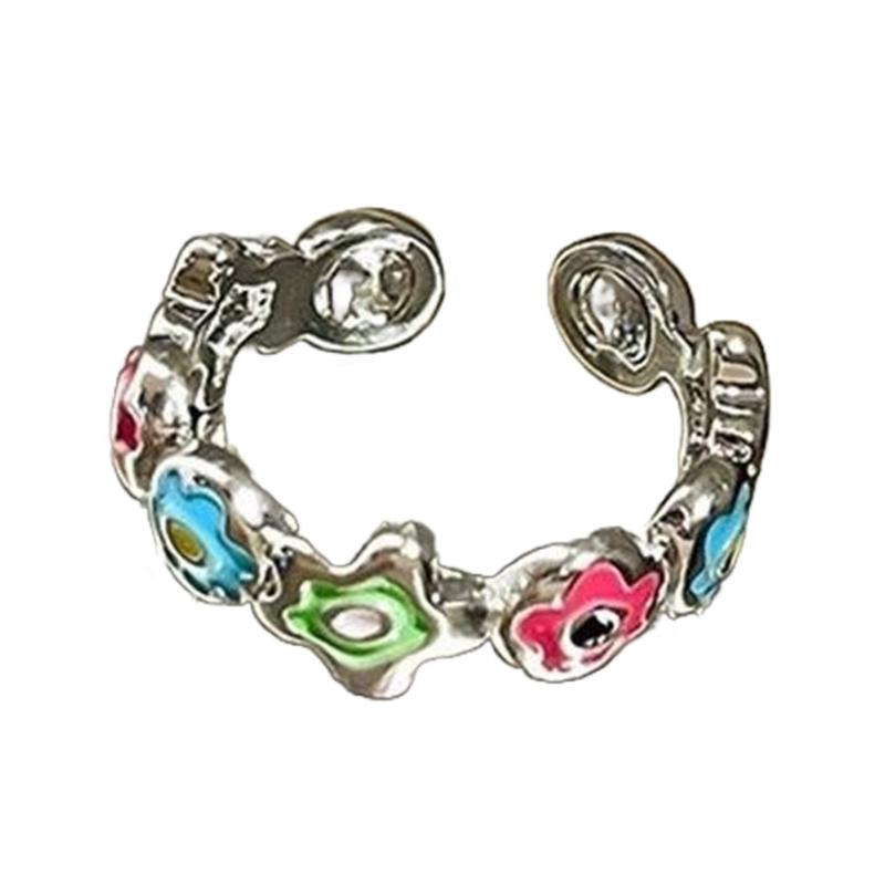 

Современные кольца с открытым пальцем Регулируемые кольца Цветные цветочные украшения Металлическая текстура Подходит для любителя моды Подарок