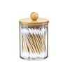 Circular Cotton Swab Box With Transparent Plastic Bamboo Cover And Dust-Proof Makeup Remover Cotton, Simple Jewelry Storage