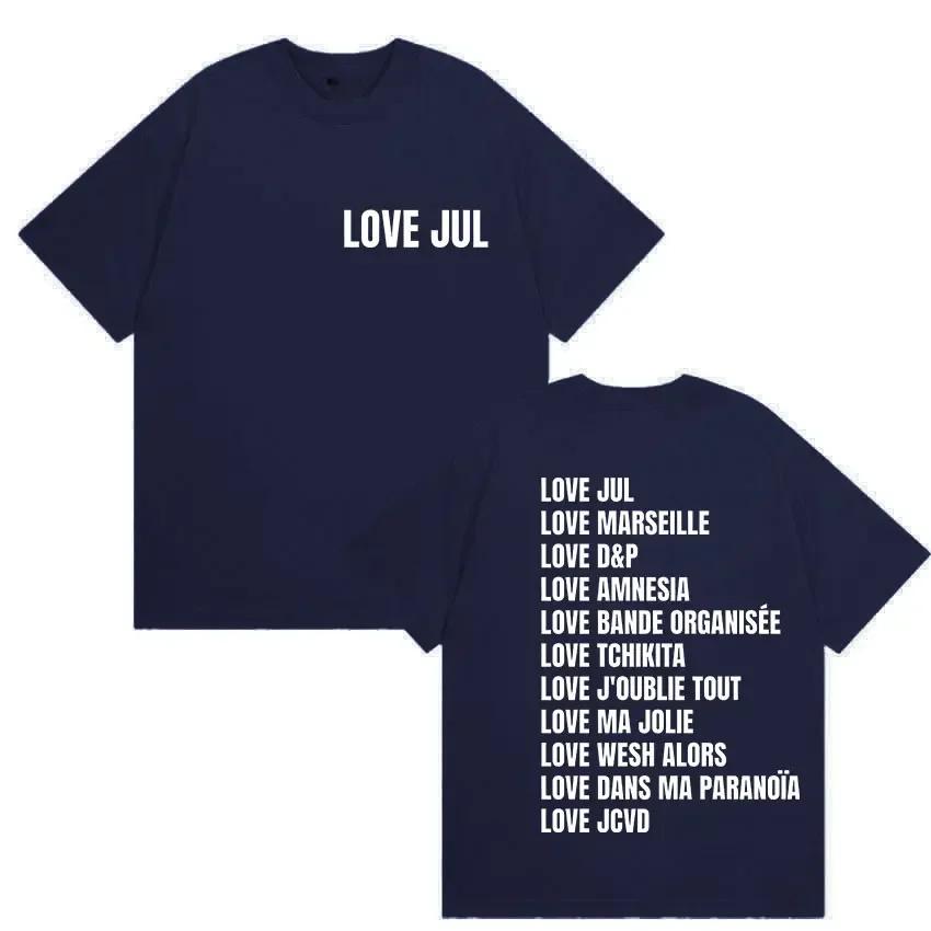 Love Jul France Rapper Album Print T Shirt Unisex Women Vintage Fashion Short Sleeve Tshirts Casual Oversized Cotton Tshirt