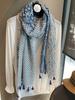 Elegant Women Silk Scarf Wrap Shawl Blue Print Sunscreen Bandanas Hijab Mujer Lady Scarve Pareo Headscarf Travel Boho Fashion