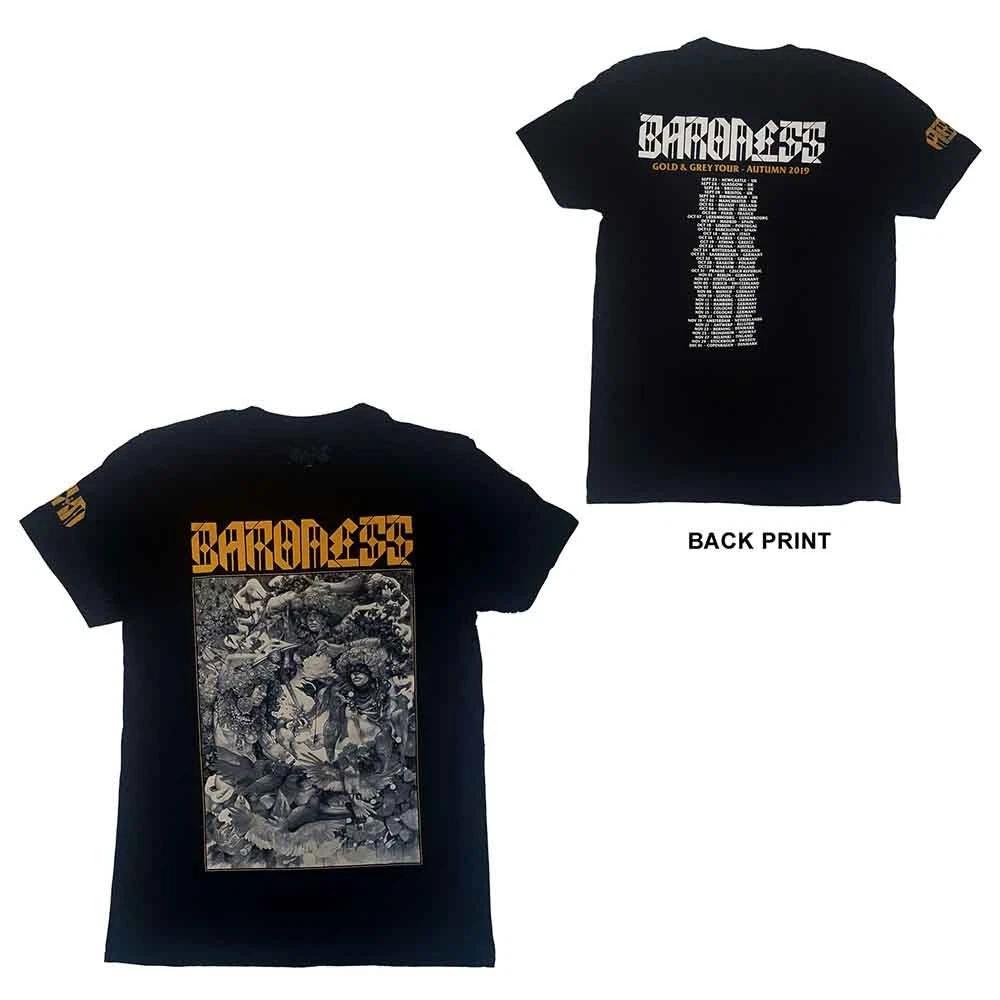 Baroness  Gold & Grey Tour  Black T shirt - NEW S