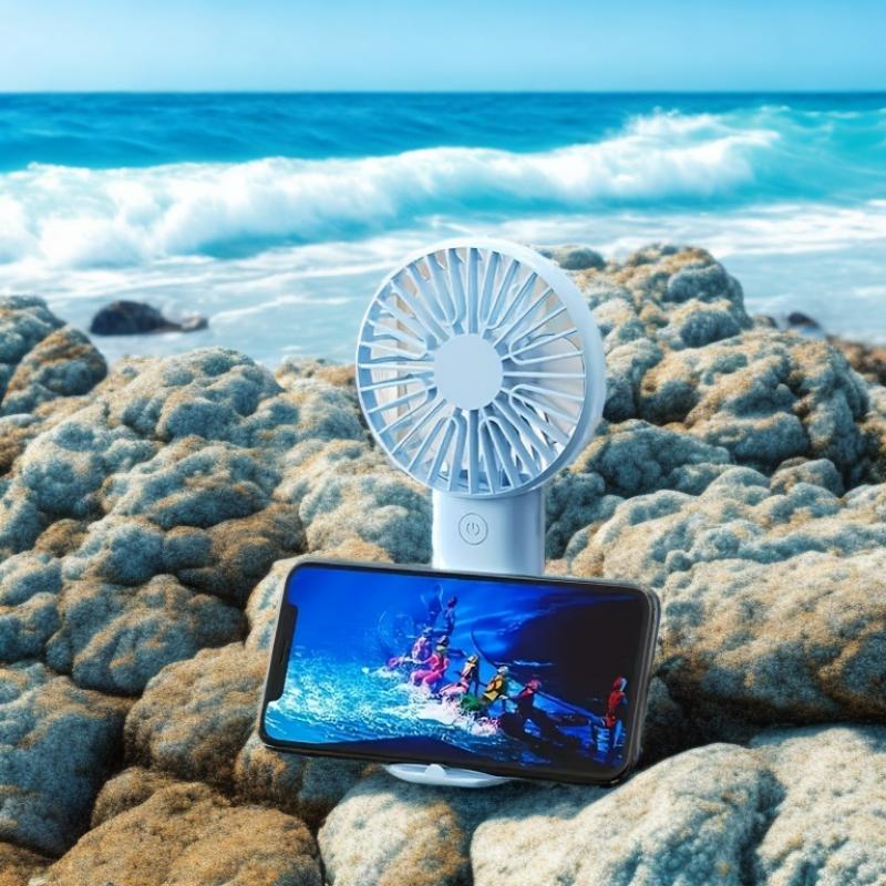 Summer Fashion Mini USB Charging Handheld Fan Desktop Small Fan With Mobile Phone Holder Portable And Simple Outdoor Small Fan