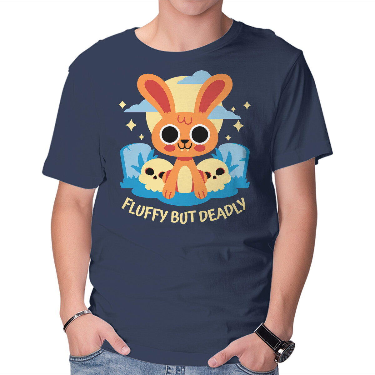 Unisex Crew Neck T-Shirt Fluffy But Deadly Graphic Short Sleeve Casual Tee XL
