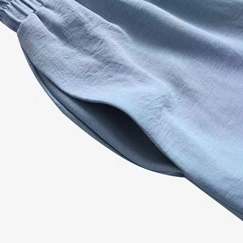 Middle East Muslim Long Sleeve Patch Pocket Shirt & Elastic Waist Pants Set