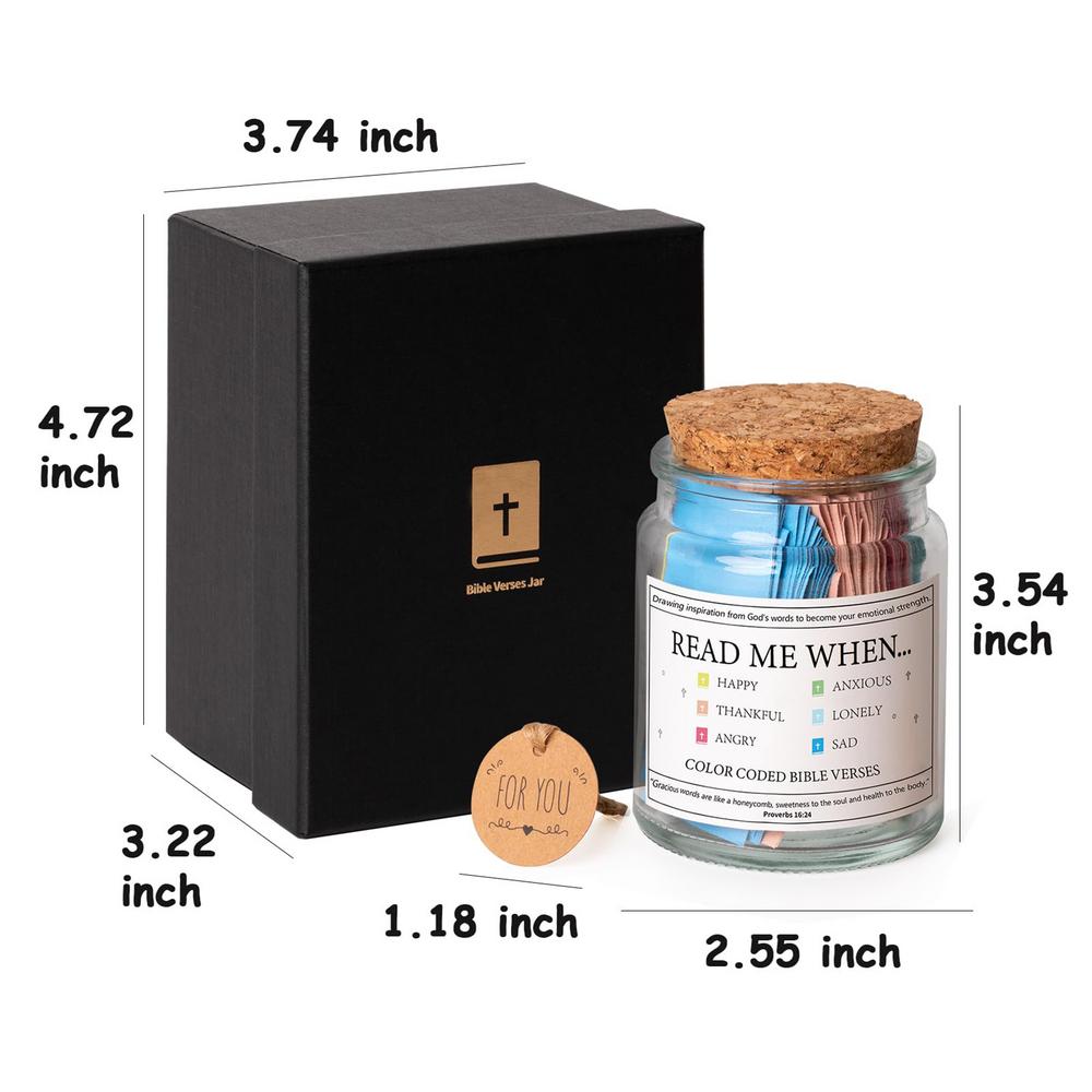 Christliches Kartenglas, buntes Glas mit Bibelversen, handgefertigt, christliches, buntes Bibelglas, Glas mit den besten Wünschen, Notiz zum Lesen zu Weihnachten