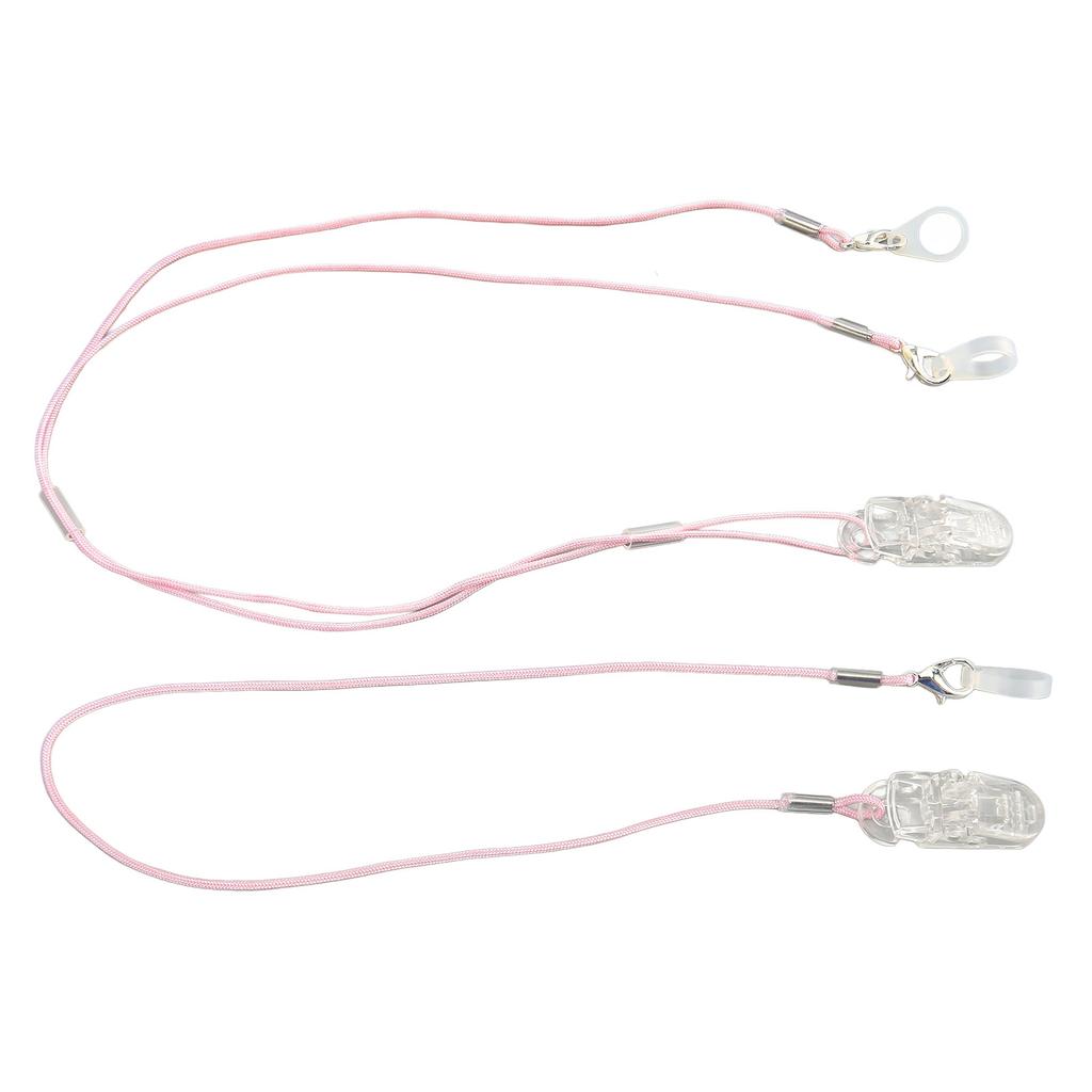 Hearing Aid Holder Transparent Clip Pink Rope Nylon Easy Fixing Hearing Aid Lanyard for Gardening Wo