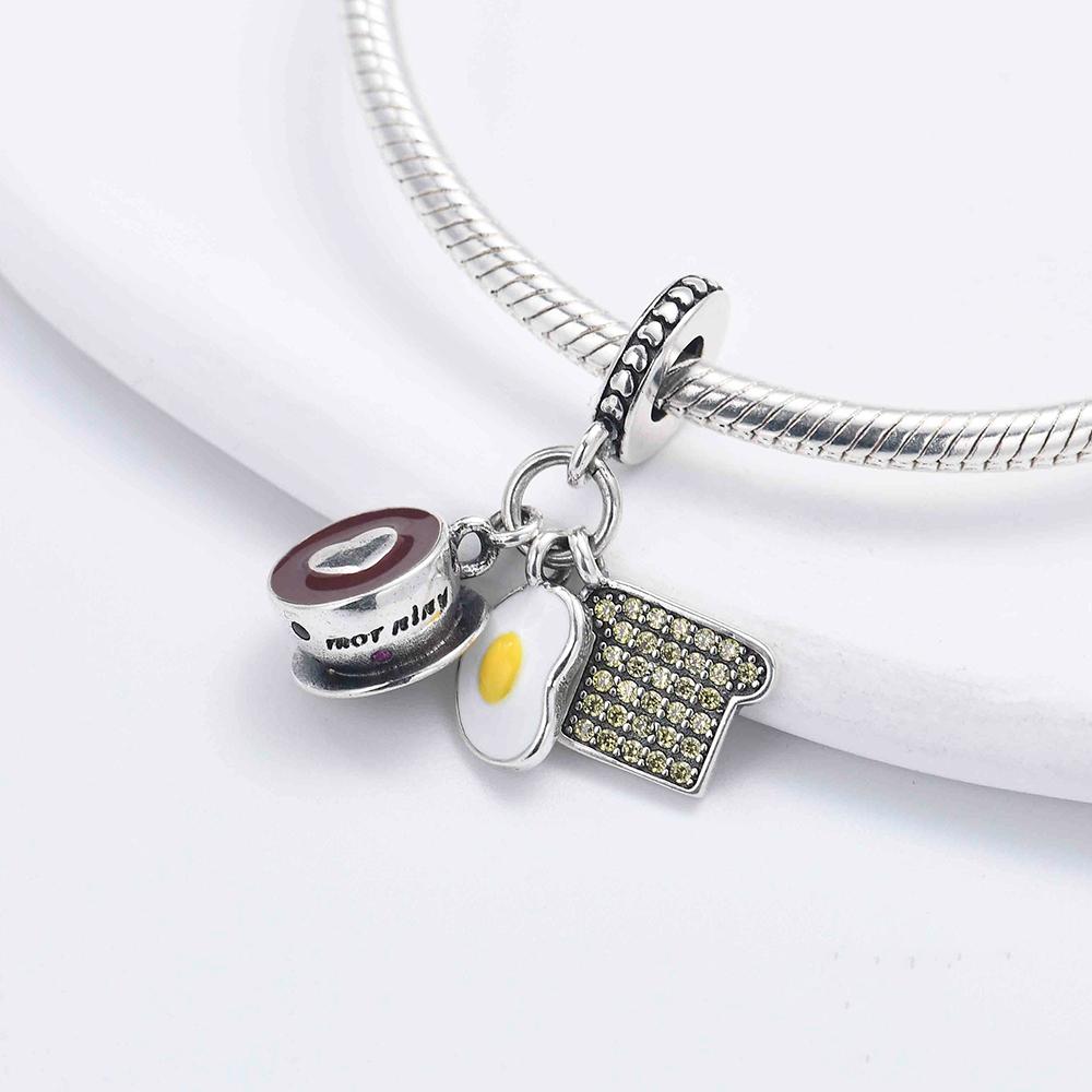 New Copper Colorful Fruit Birthday Cake Milk Burger Chili Pendant Charm Bead Fit For Original Bracelet Diy Women'S Jewelry