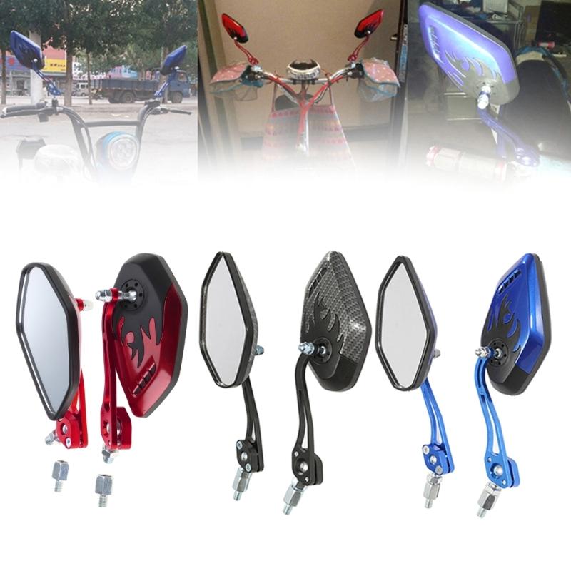 Pairs of Distinctive Flame 8mm 10mm Rearview Side Mirror for Motorcycle Scooter Moped Bike