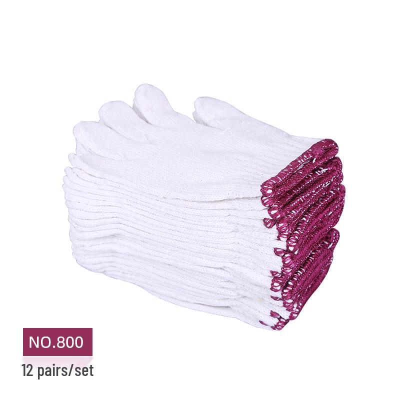 700g Durable White Cotton Work Gloves, Wear-Resistant & Thickened for Construction & Repairmen