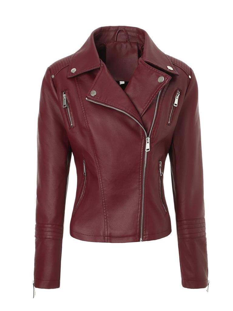 Autumn and winter women's pu leather jacket European and American large size leather jacket retro locomotive jacket Women's jacket