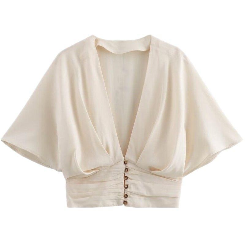 

Модный стиль 2024 Лето Новая женская одежда Стильный плиссированный отпускной стиль Короткий топ 9878132 712 Picture color XS