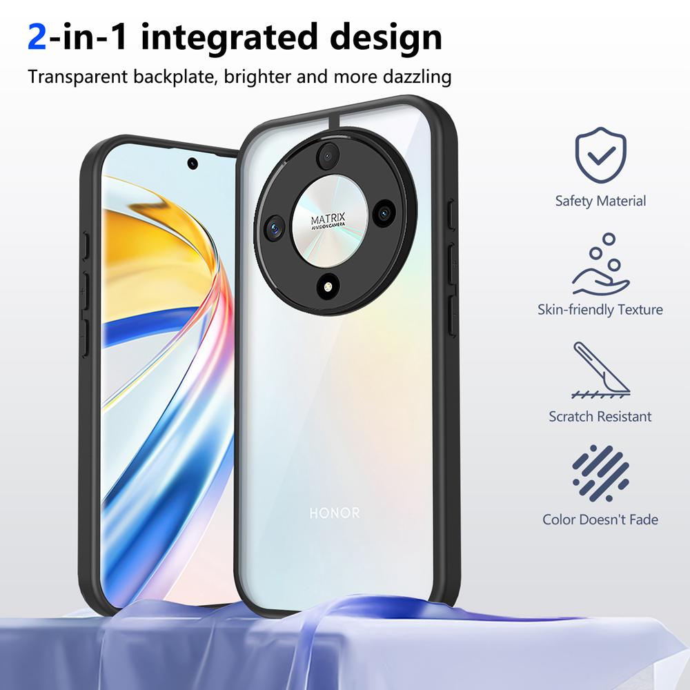 KEYSION Transparent Phone Case for HONOR X9d 5G Soft Silicone+PC Clear Shockproof Phone Back Cover for Huawei Magic 8 Lite 5G