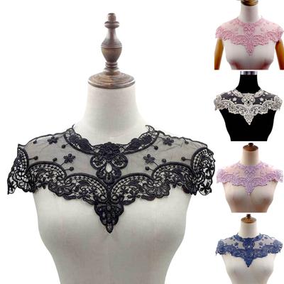Lace Embroidered Fake Collar Hollow See-through Lace Flower Pattern False Collar Lace Embellished Clothing Accessory