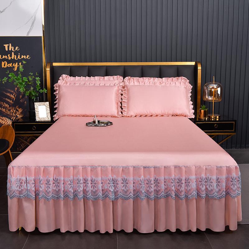 

Комплект постельного белья из 3 предметов, классический синий с принтом, роскошное кружевное покрывало с эластичным, приятным для кожи, нескользящим постельным бельем размера «queen-king» 99x190x45cm 3Pc