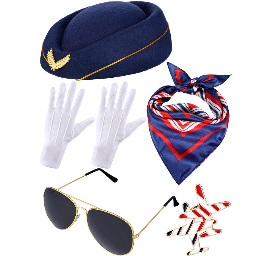 

Косплей костюм: Хелловін Стюардеса з окулярами, капелюхом, рукавичками та шарфом