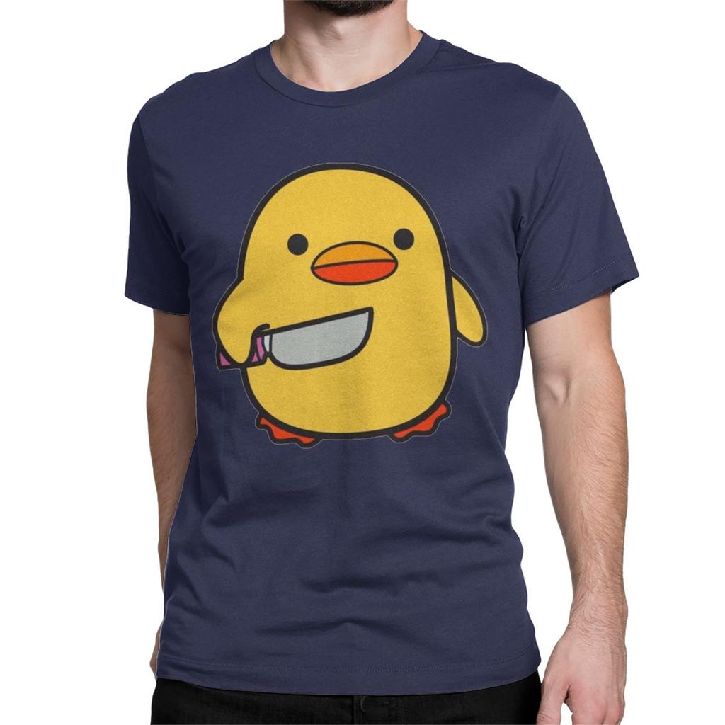 Lustige Ente mit Messer T-Shirts für Unisex Damen Neuheit Baumwoll-T-Shirt O-Ausschnitt Kurzarm T-Shirts Geschenk Kleidung Unisex