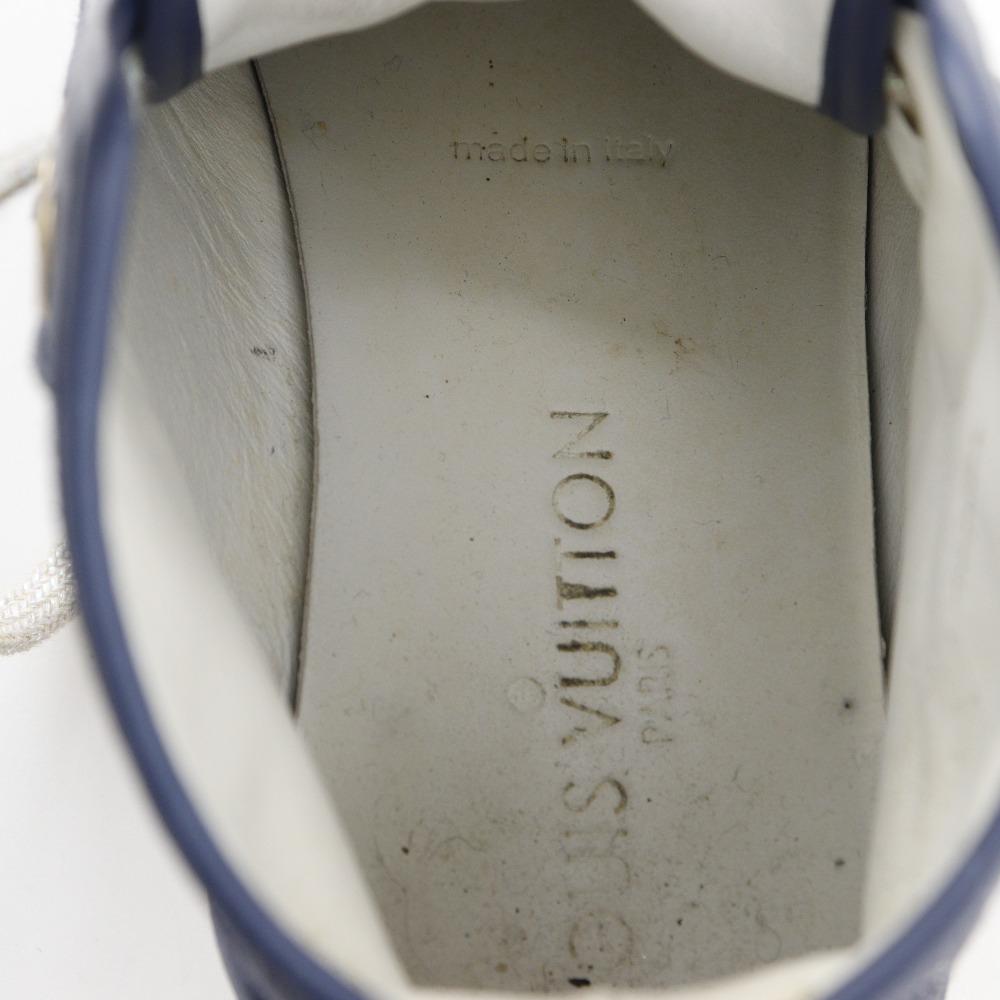 Louis Vuitton High Cut Sneakers Blue Monogram Denim Women Used
