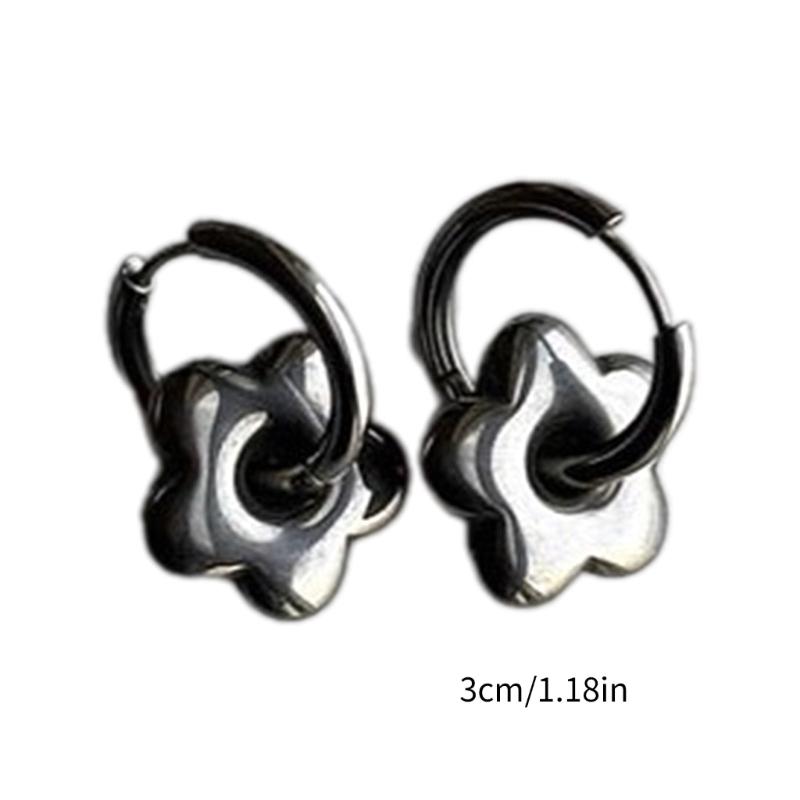 Stylish Stainless Steel Earrings Chic Plum Blossom/Star/Moon/Heart Shaped Eardrops Accessory Comfortable Ear Pendants