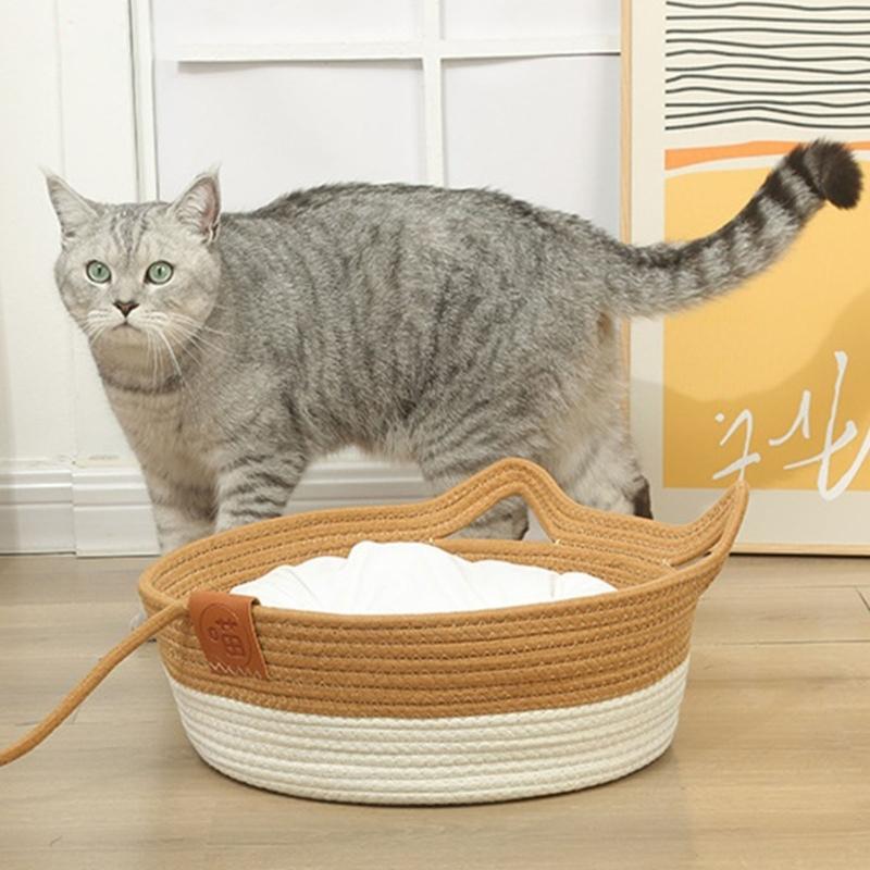 Cats Play Basket Bed Stylish Nest for Small Puppy Kittens Cartoon Kittens Mat Pet Bed Scratch Resistant for Household