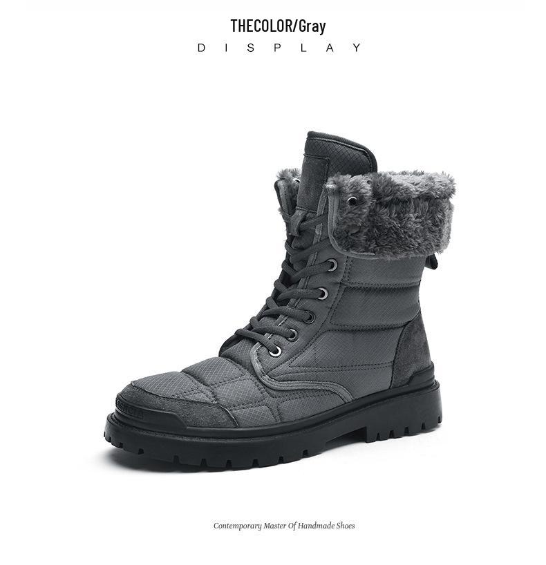 2025 Men's Winter High-Top Snow Boots: Thickened Velvet Outdoor Mountaineering Shoes