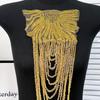 1Pcs Beaded Wedding Dress Shoulder Patches Vintage Heavy Embroidery Tassel Three-Dimensional Crystal Pendant