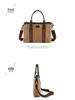 Men's Classic Canvas Business Briefcase: Horizontal Shoulder Bag with Cowhide Accents for Laptop and Daily Use
