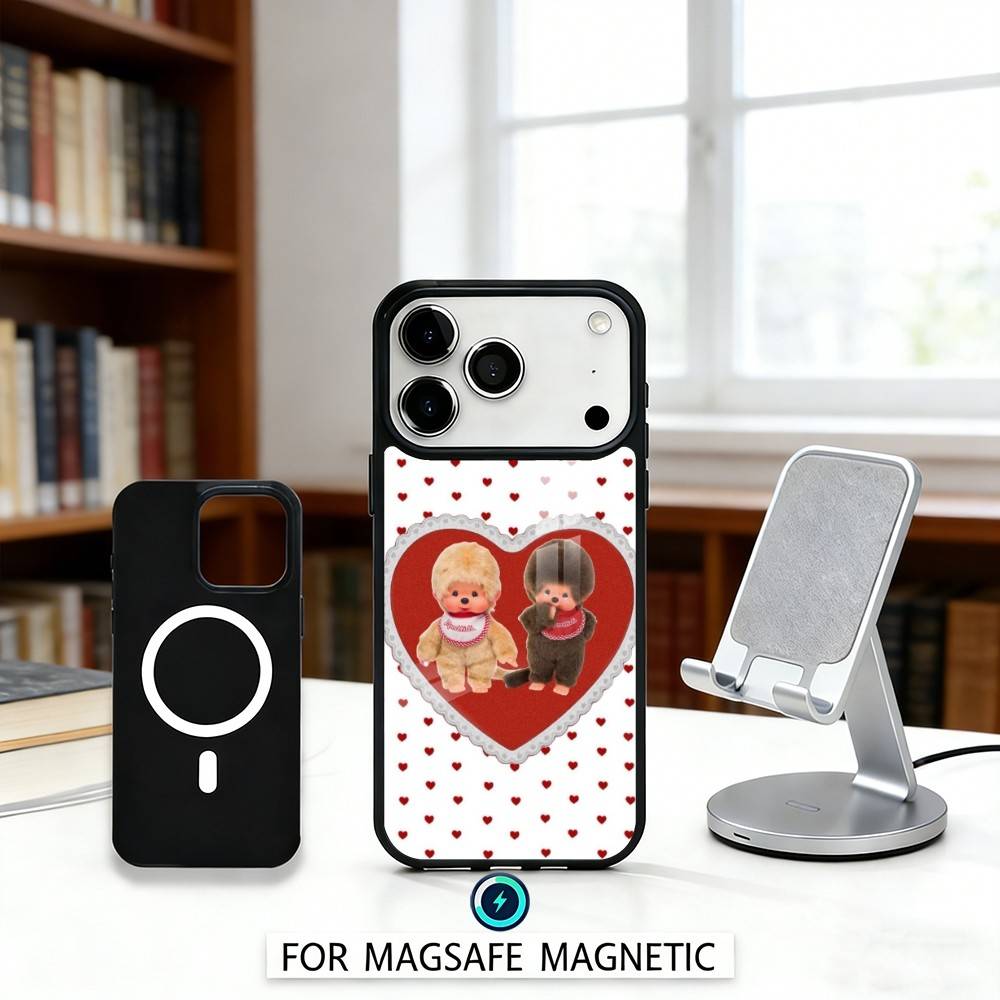 Cute M-Monchhichis Phone Case For iPhone 17,16,15,14,13,12,Pro,Max For Magsafe Magnetic Wireless Charging