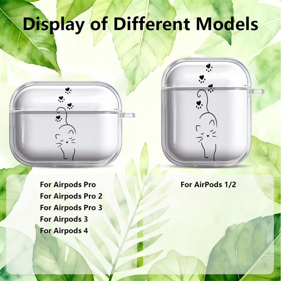 Clear Earphone Cases Cover Case For Airpods 4 3 Pro2 1 Pro 2 Pro3 Cute Cat Lovely