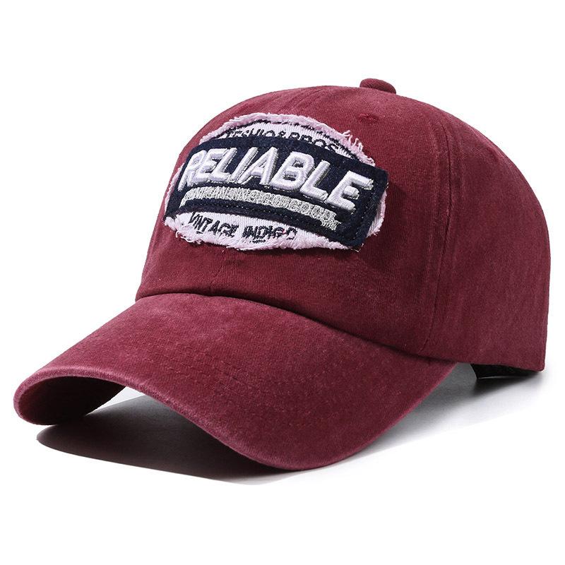 

Vintage Washed Baseball Cap Unique Street Style Dad Hat with Letter Embroidery Unisex Casual Fashion Accessory 56-58cm вино красного