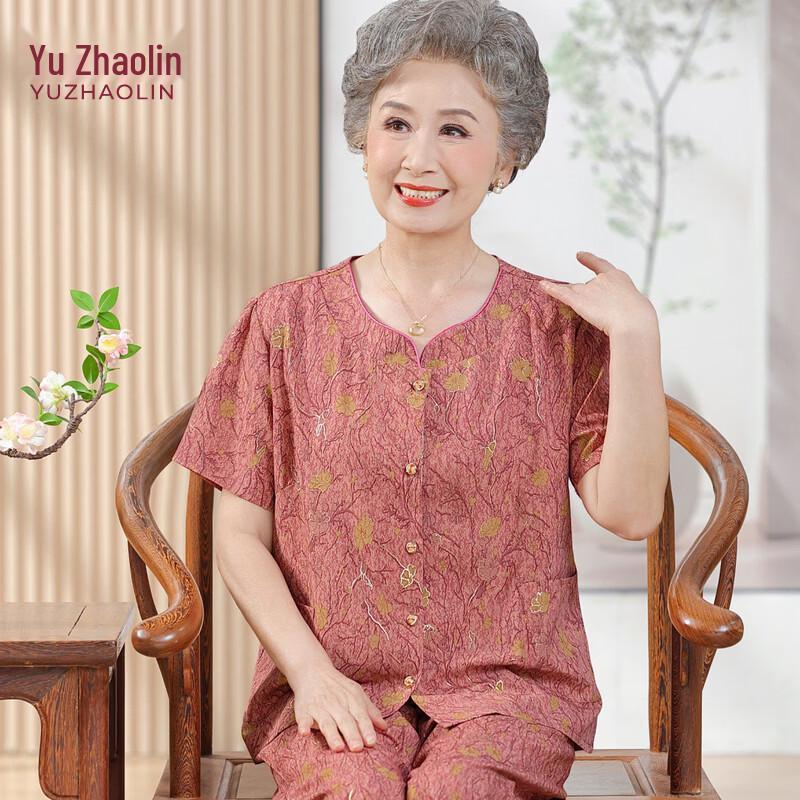 YUZHAOLIN Women s Mid-Aged & Elderly Summer Short Sleeve Set 2XL