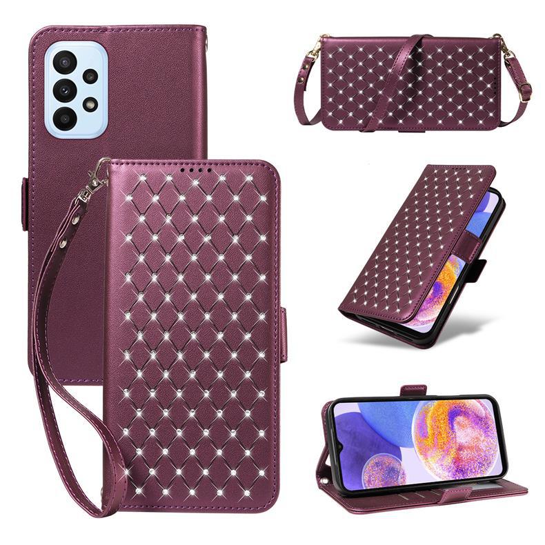 Suitable for Samsung S26 Ultra flip phone case with card slot, A37 5G diamond-studded starry sky protective case