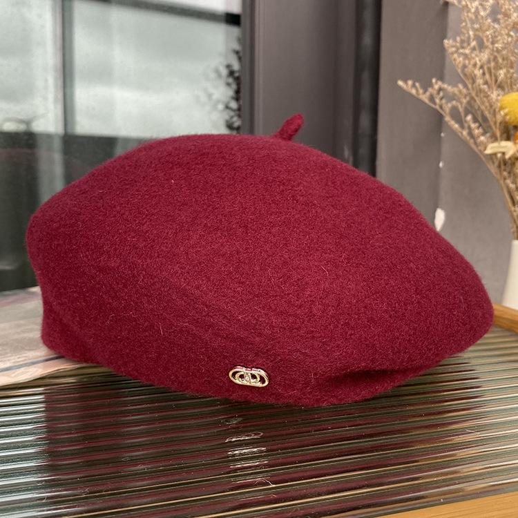 Wool Beret Women'S Versatile Face Small Three-Dimensional Stylish Bud Hat Japanese Literary And Artistic Painter Hat