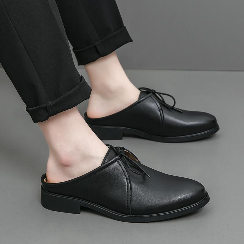 High Quality Mens Casual Shoes Luxury Half Slippers for Men Lazy Slip-on Driving shoes Fashion Non-slip Leather Formal Sandals