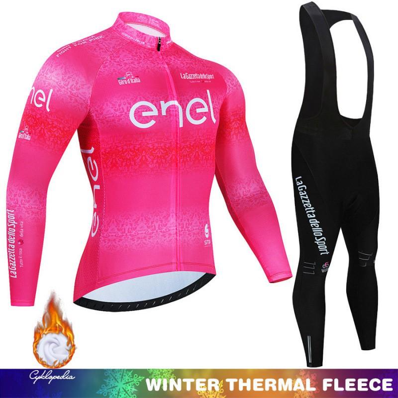 Winter Thermal Cycling Bib Tights Set With Long Sleeve Jersey Road Bike Riding Men Women