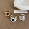 Hong Kong Style Retro Natural Stone Matte Metal Opening Ring Female Niche Personality Simple Temperament Versatile Ring Ring