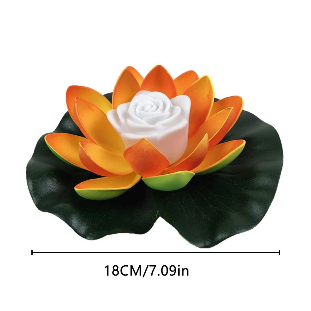 1-10pcs Artifical Floating Lotus Night Light 18cm LED Energy Saving Lotus Lamp Waterproof Garden Pool Pond Fountain Decoration