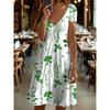 Summer Vintage Flowers 3D Print Women's Dresses Short Sleeve Dress Retro Casual V-Neck Pullover Loose Plus Size Clothes